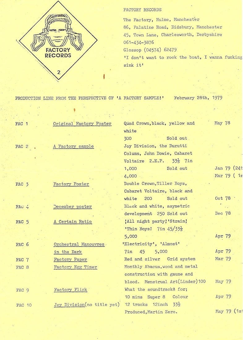 Factory Records, The Factory newsletter