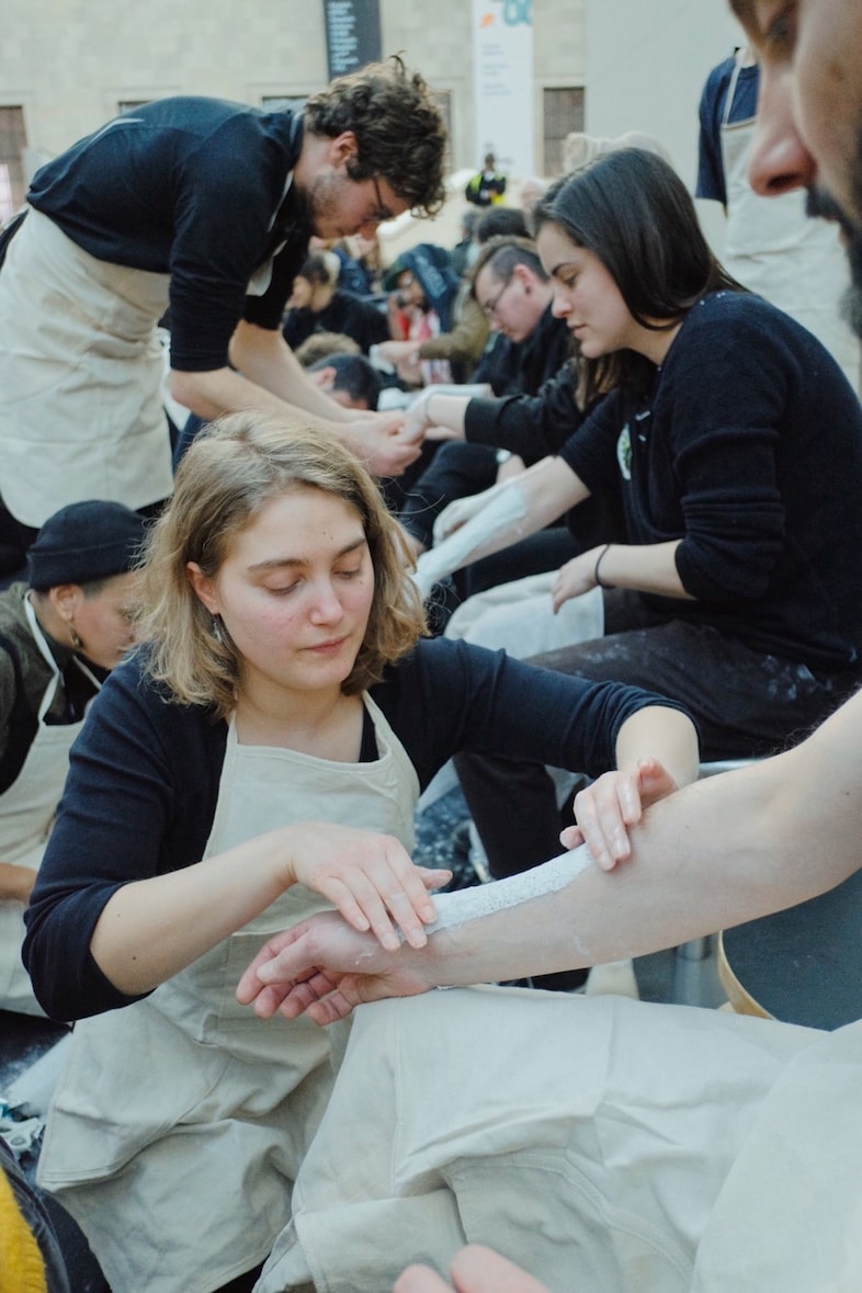 Activists creating the ‘Monument’ artwork