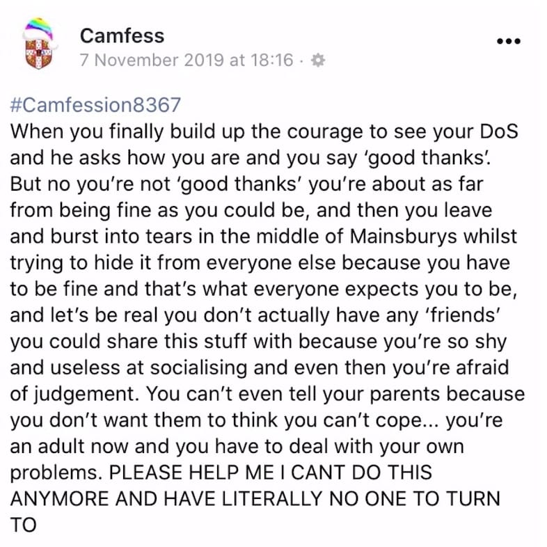 Camfess university ‘confessions’ page