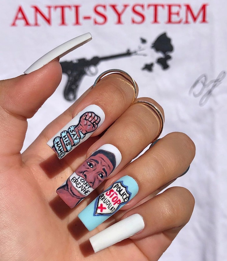 I can't breathe makeup nails George Floyd trend 8