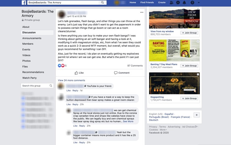 A Boogaloo Facebook group