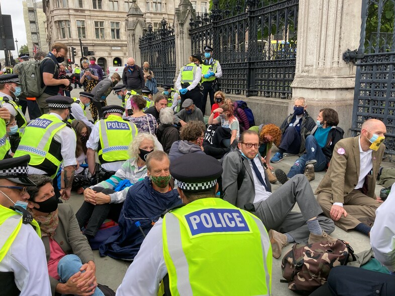 Extinction Rebellion outside parliament