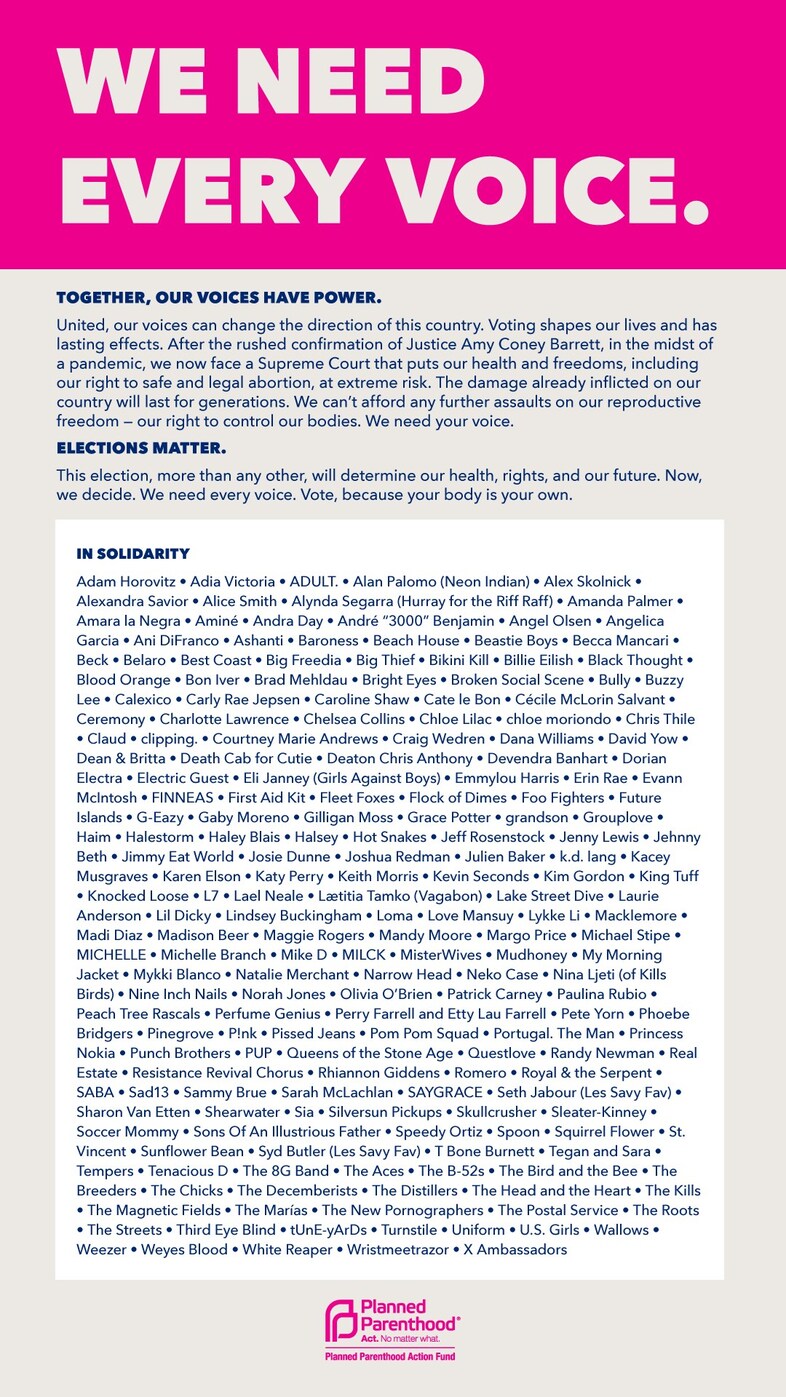 Planned Parenthood “We Need Every Voice” campaign
