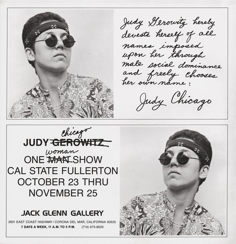 Judy Chicago Name Change Ad Artforum Oct 1970