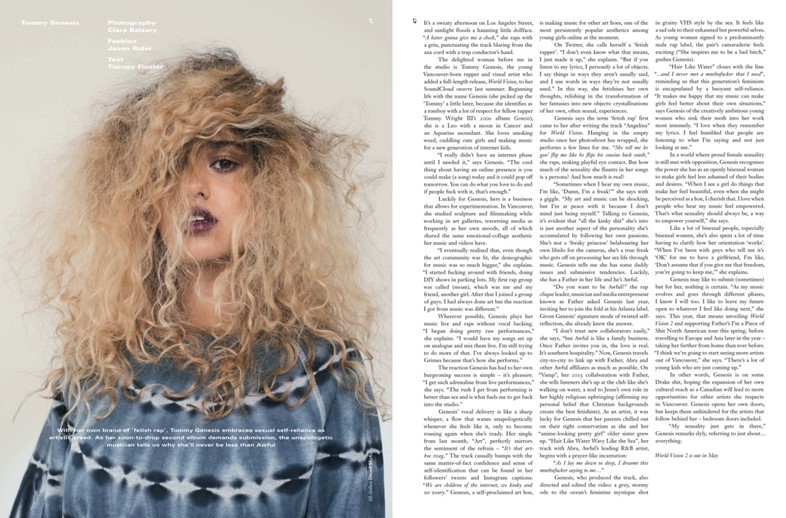 Tommy Genesis interview in the SS16 edition of Dazed