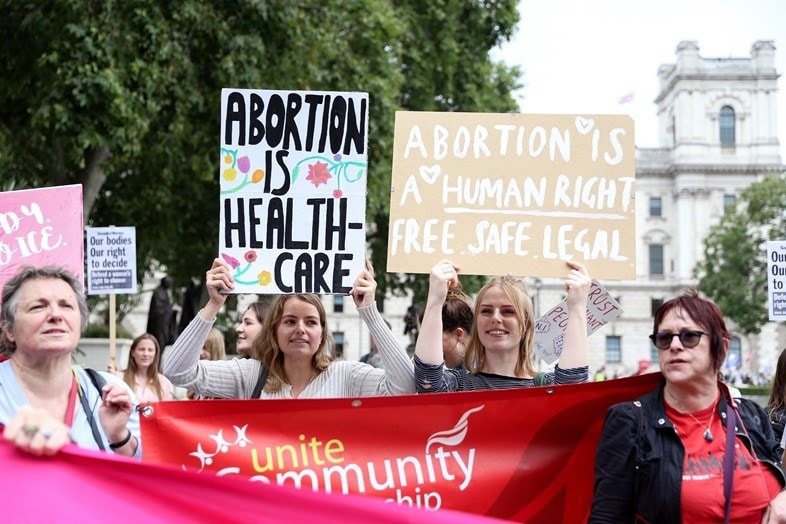 London protest against Texas’ near-total abortion ban, 2021