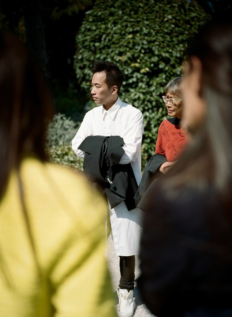 Jung Jae-il outside the Hungarian pavilion