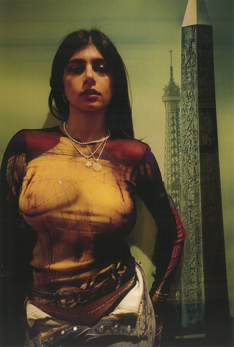 Mia Khalifa in archive Jean Paul Gaultier fashion in Paris
