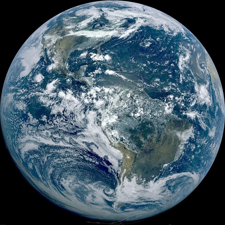 Earth seen from the GOES-16 geostationary satellite