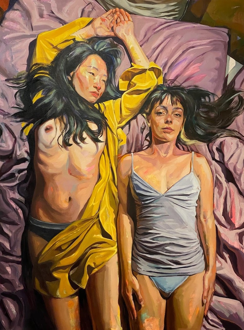 Naila Hazell, Murky, 2023, Oil and Acrylic on Line