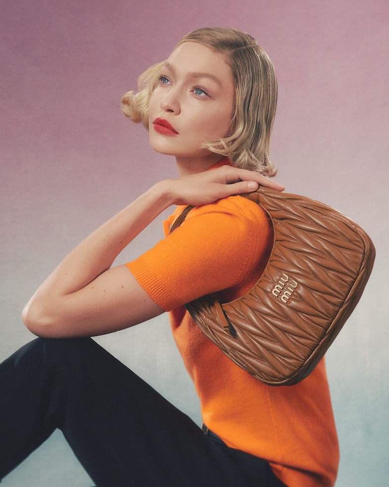 Gigi Hadid Miu Miu leather goods campaign 1