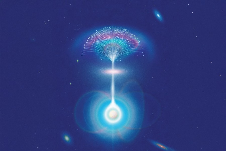 Artist illustration of a neutron star emitting a radio beam