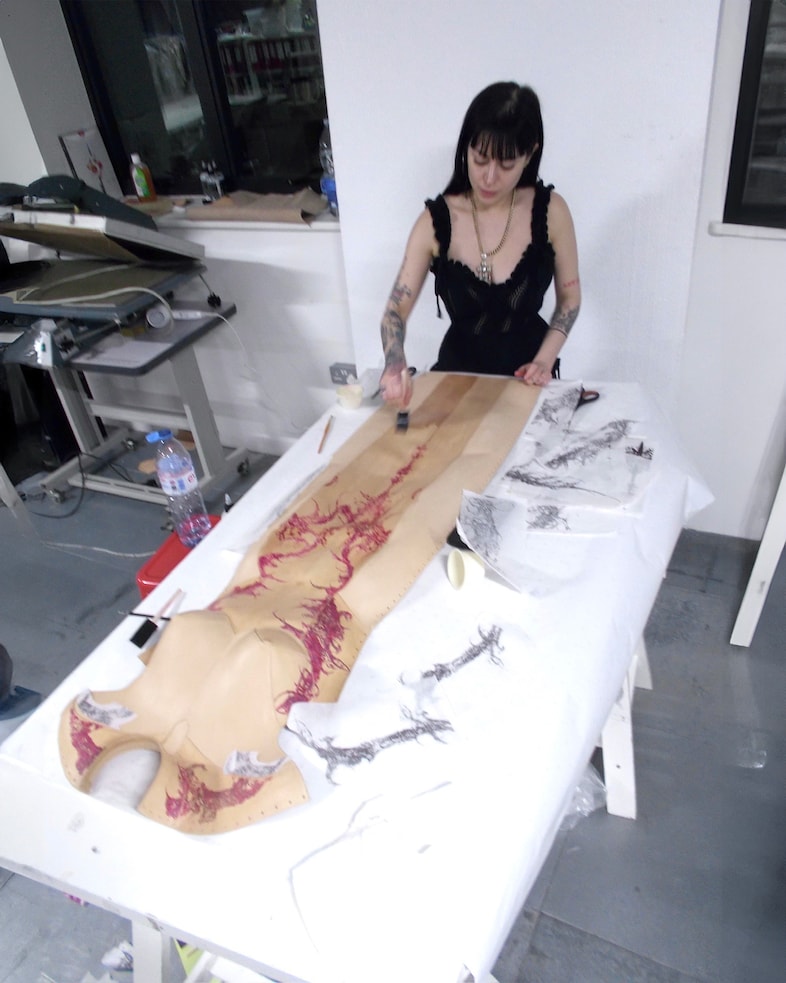 Jonah Slater and BTS of the Dilara Findikoğlu’s AW25 dress 2