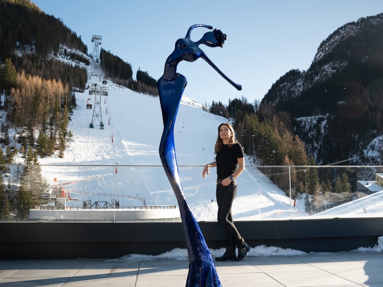 Mirjam Aloys stands in front of Sissy, 2025. Rooft