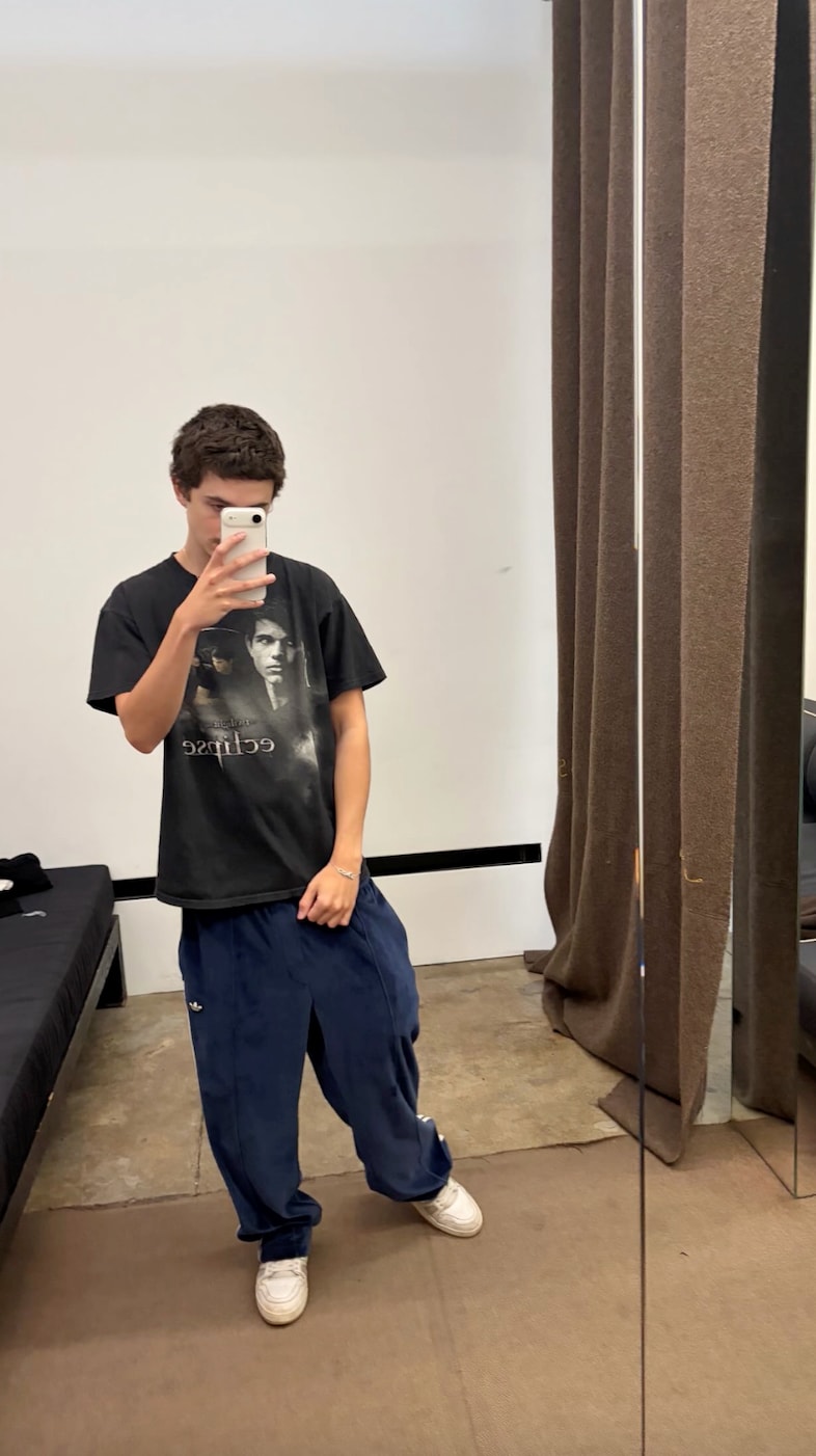 Timothée Chalamet wearing Twilight merch