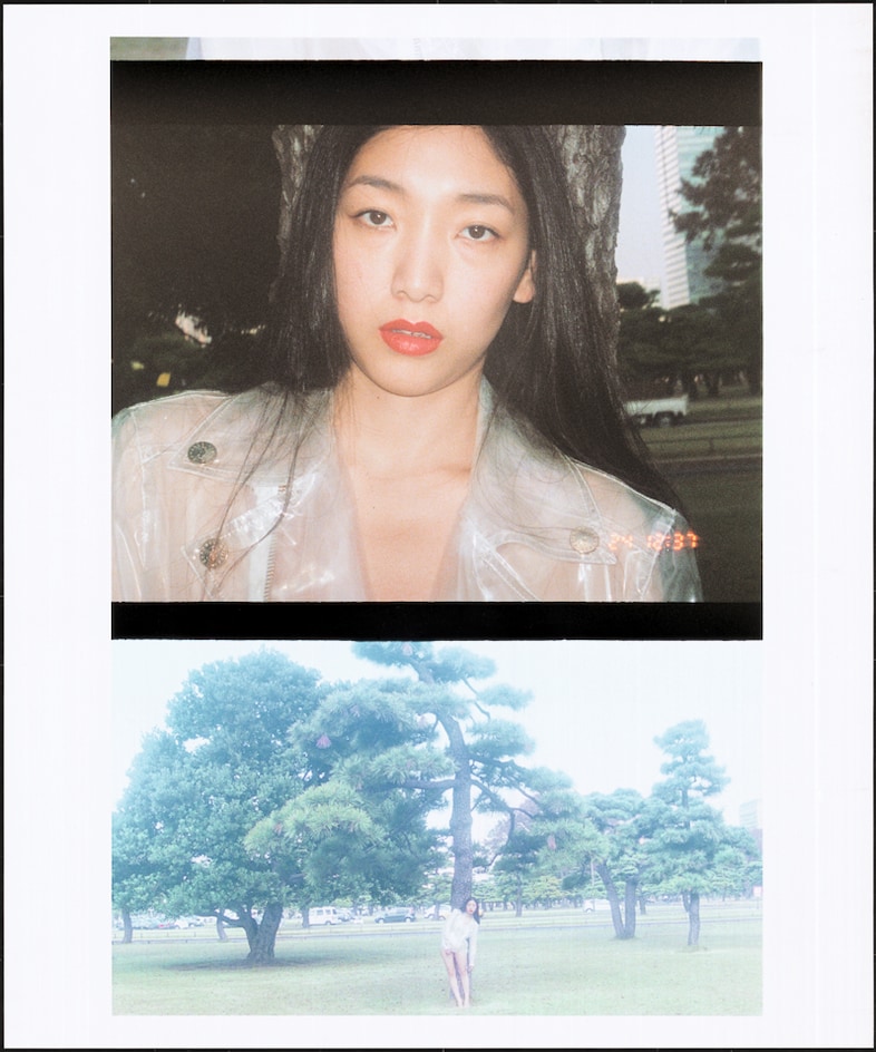 Sakura Ando wears PVC jacket by Frankie Morello; b 0