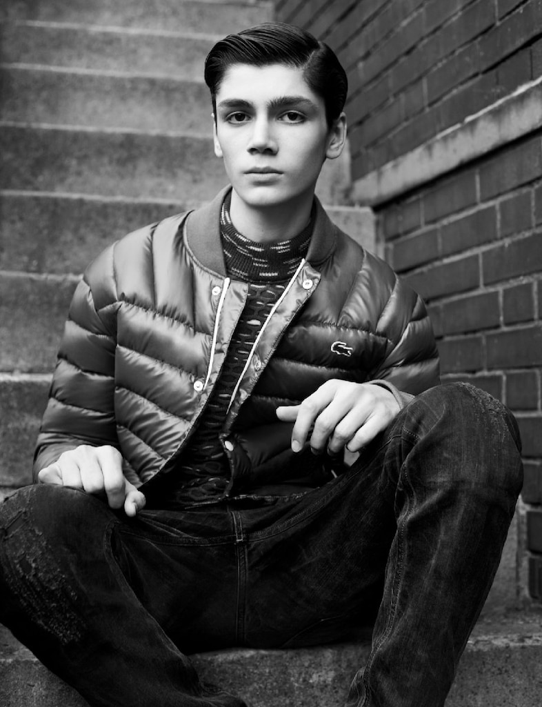 SULUMBEK wears jacket by LACOSTE LIVE; jumper by B 5