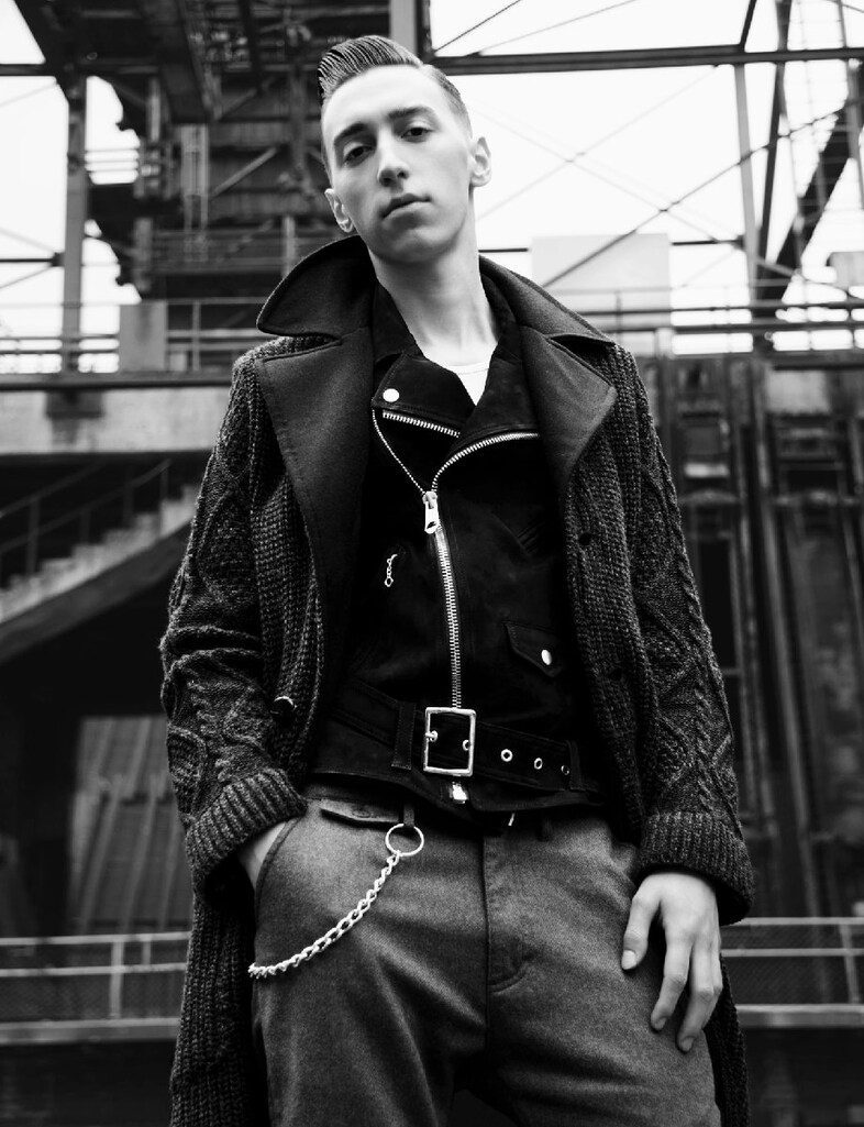 DAVID wears cardigan and suede jacket by MIHARAYAS 4