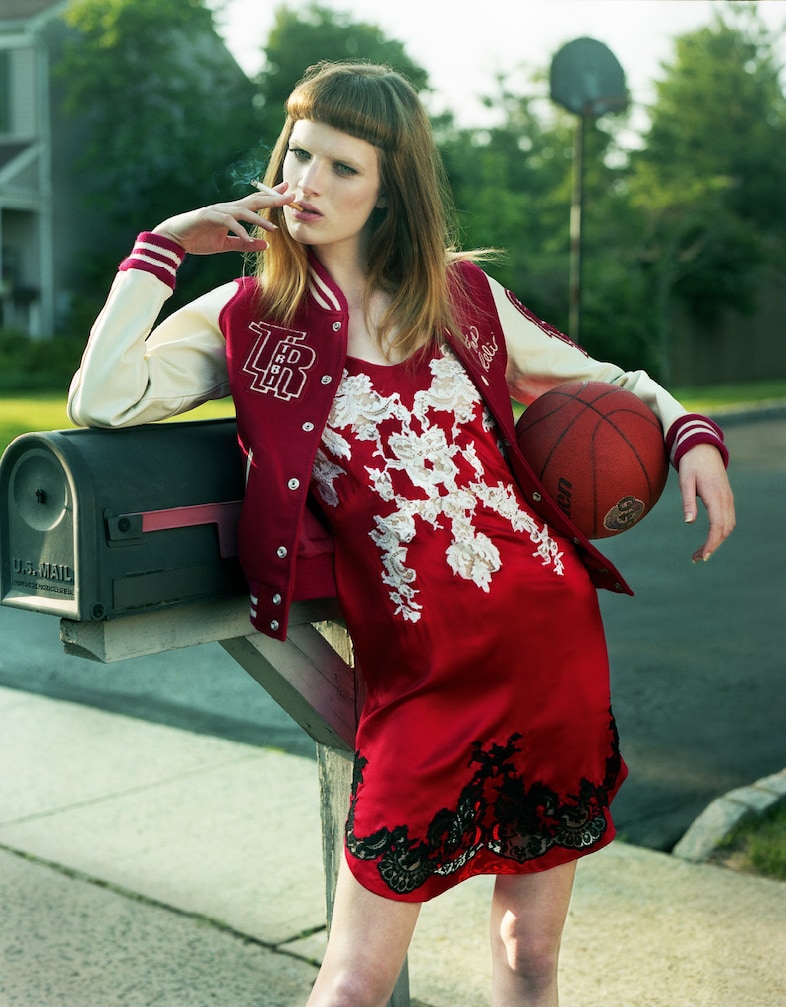 Ashleigh wears jakcet by True Religion, dress by G 4