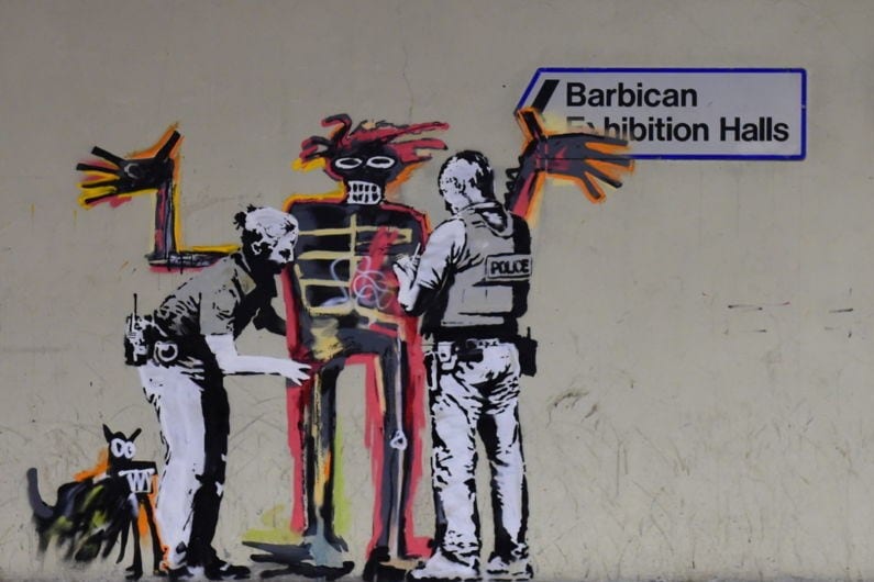 ★ レニー・ギャグノン キャンバス作品『iSuck』Banksy Banksy vs. Basquiat – Who did it better? Boy & Dog in a Johnnypump