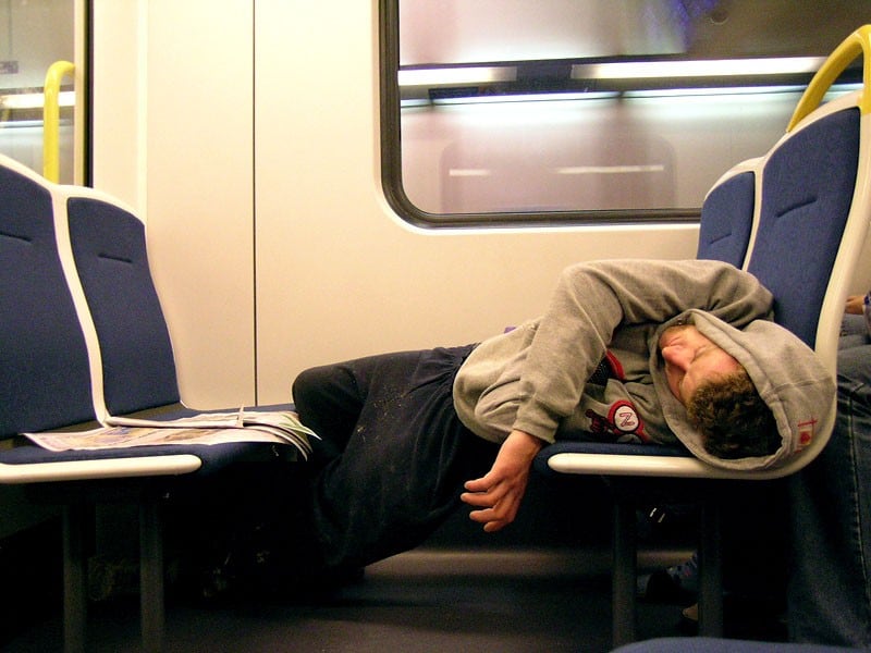 Drunk passed out on subway