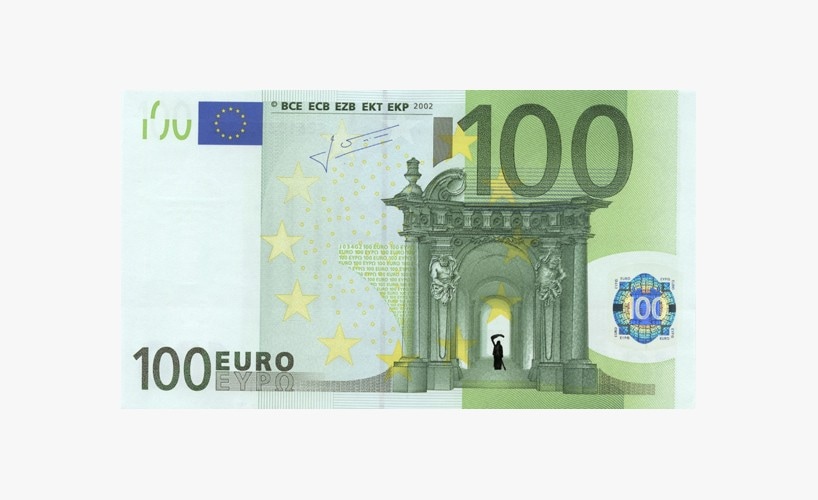 Greek artist Stefanos defaces EU euro banknotes 3