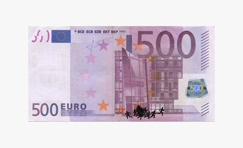 Greek artist Stefanos defaces EU euro banknotes 4