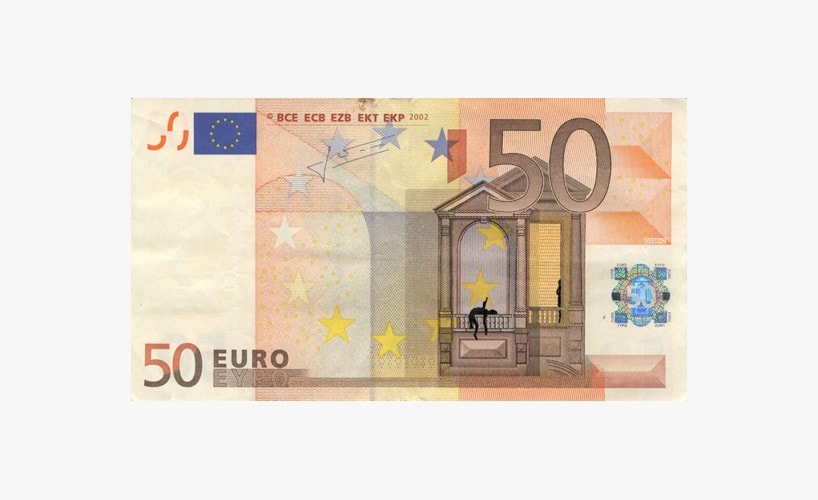 Greek artist Stefanos defaces EU euro banknotes 5