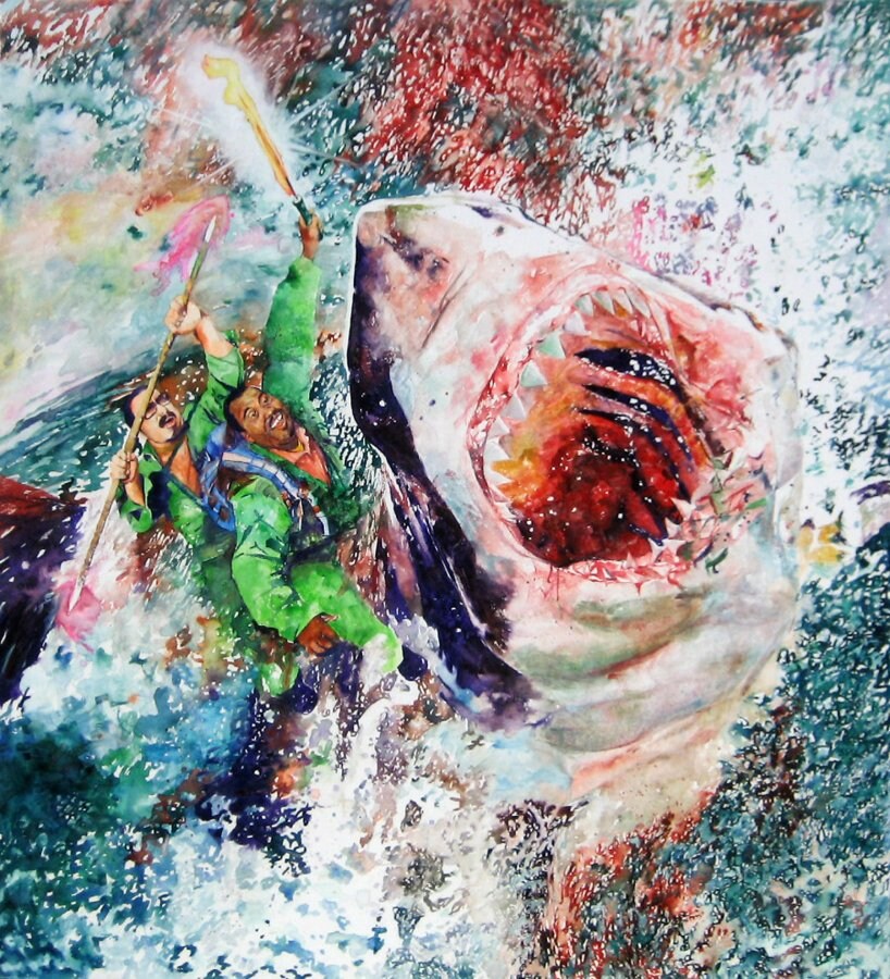 "Rough Riders" 2009 Watercolor on Canvas 2