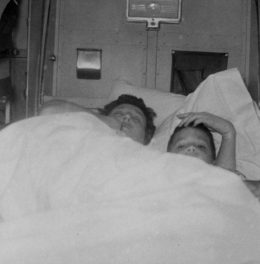 Bergman's mother and brother, taken inside a Pullm 3