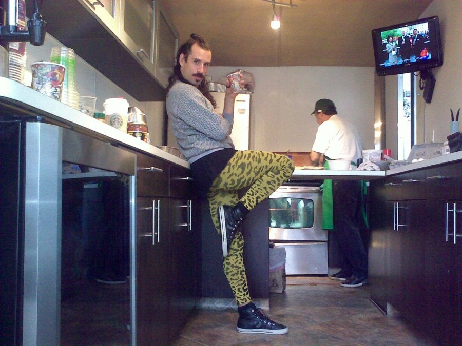 Ryan, the choreographer on set in nice food van 10