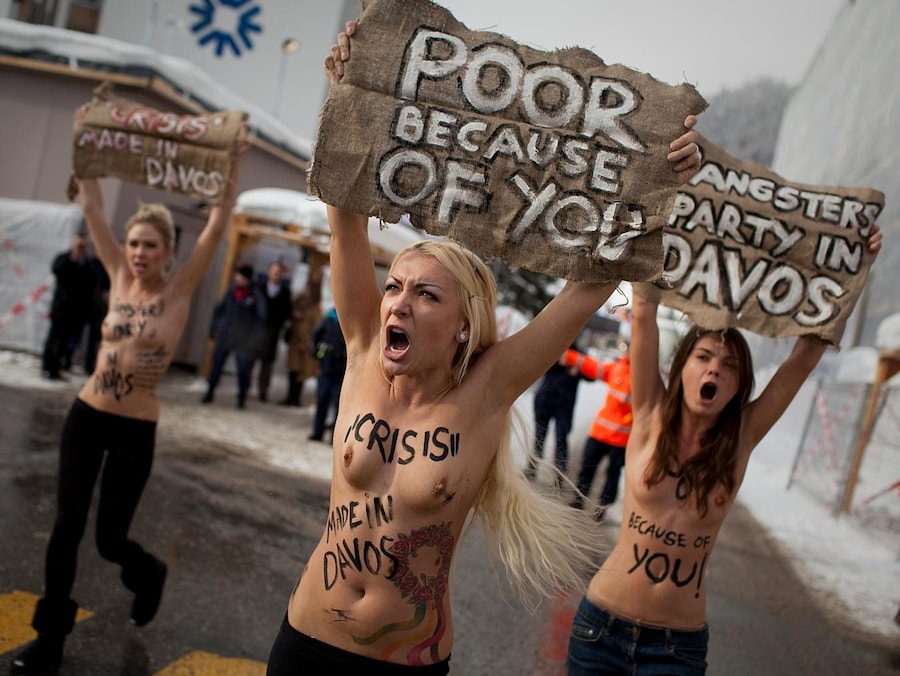 Femen protesting at Davos 1