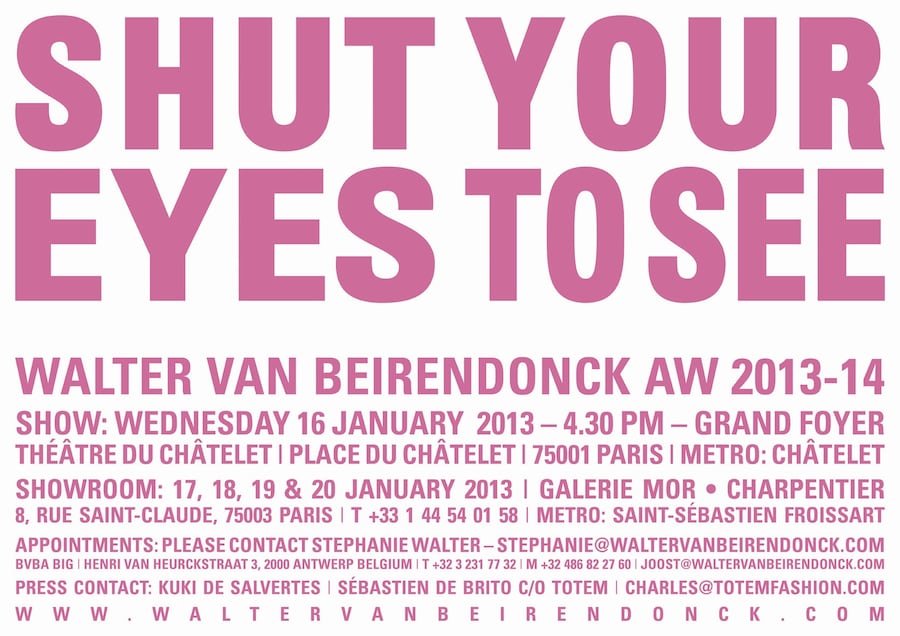 Walter Van Beirendonck Shut Your Eyes To See poster AW13 16