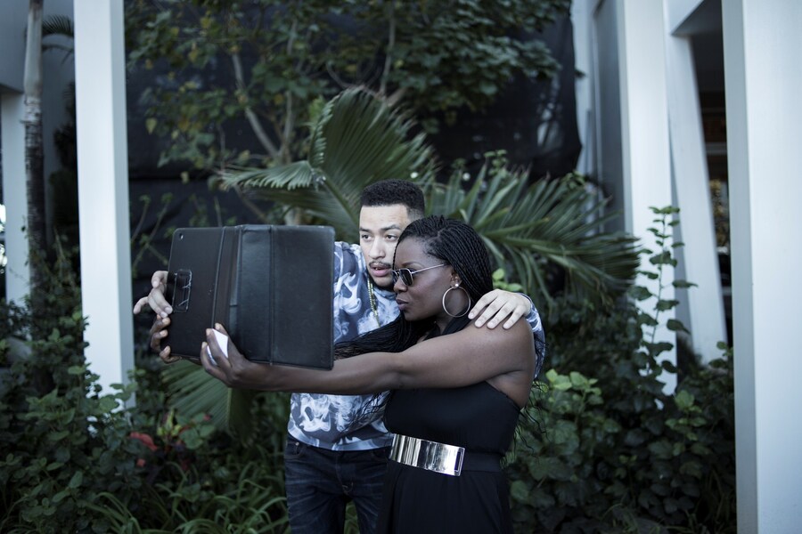 AKA (an SA rapper) with fan 2