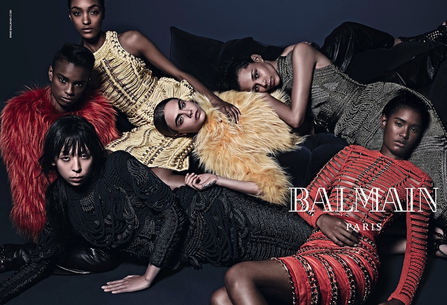 Balmain AW14 campaign Cara Delevingne Binx Jourdan Dunn 1