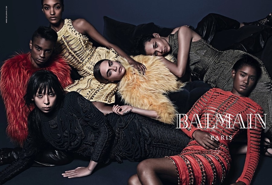 Balmain AW14 campaign Binx Walton Kayla Scott Ysaunny Brito 0