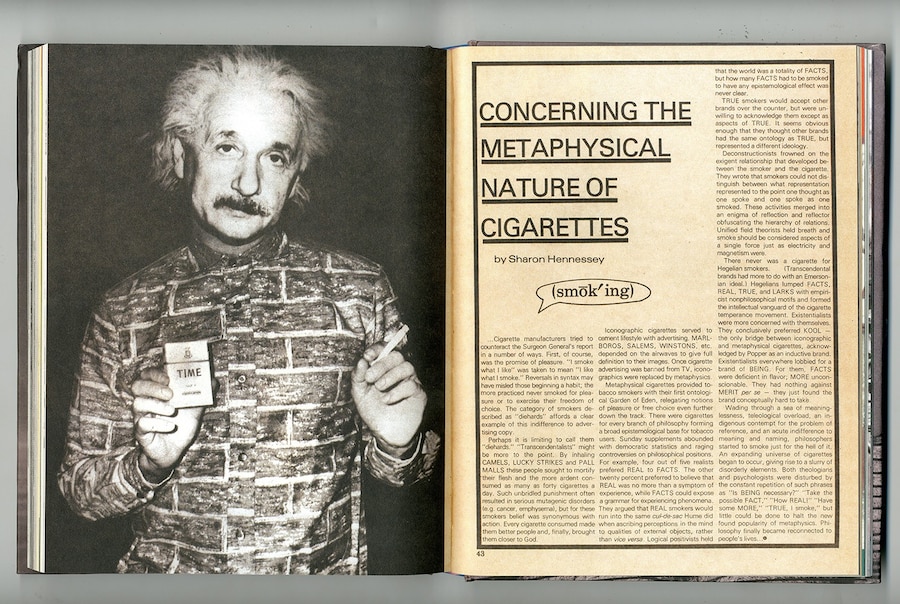 Albert Einstein smoking, text by Sharon Hennessey 8