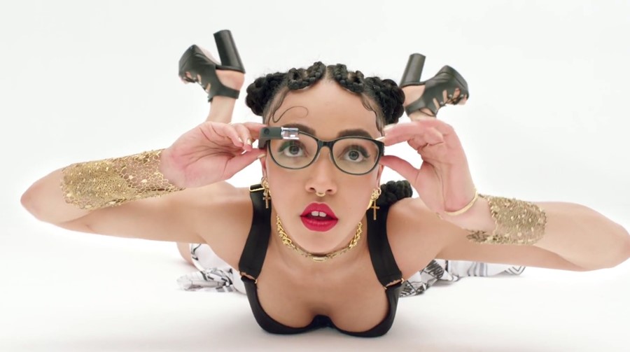 FKA Twigs wearing Google Glass