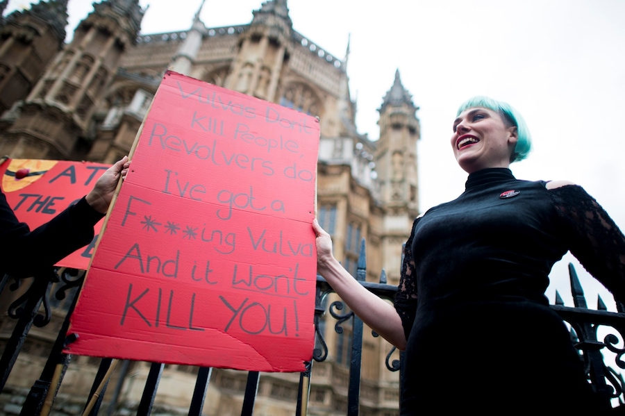 Westminster mass face-sitting UK porn ban protest 19