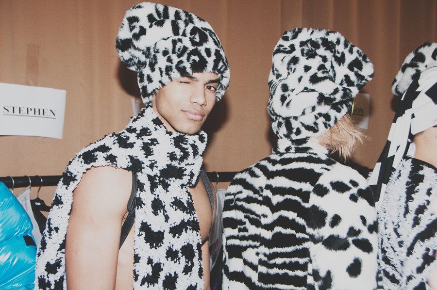 Backstage at Moschino Mens AW15