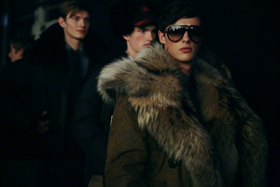 Backstage Dsquared2 menswear aw15 fur coat sunglasses 15