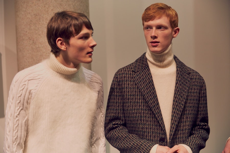 Neil Barrett AW15 backstage menswear Milan knitted jumpers 16