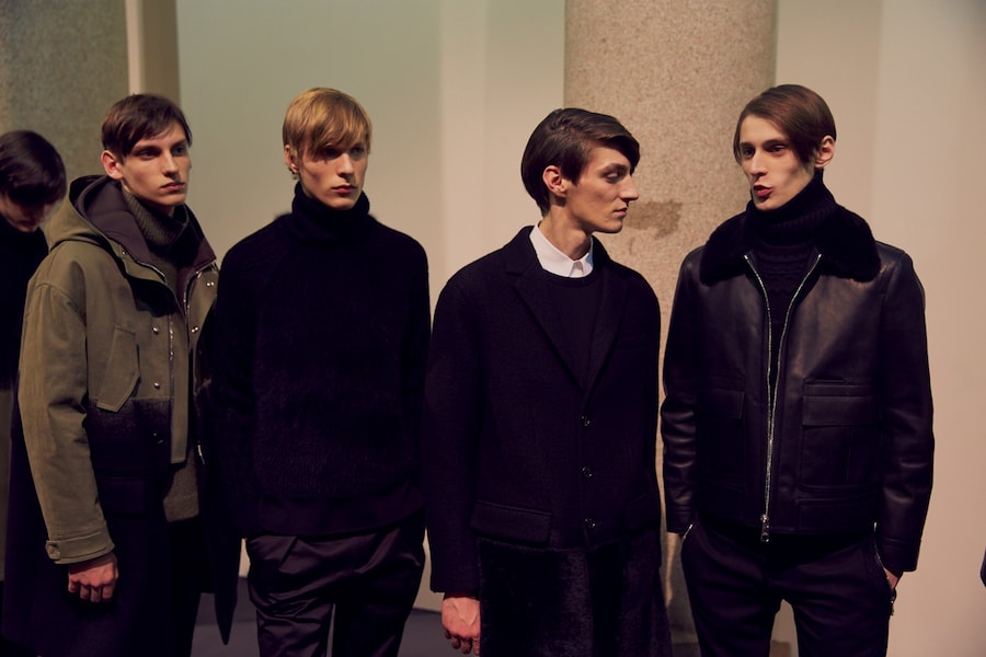 Neil Barrett AW15 backstage menswear Milan polo neck jumpers 22