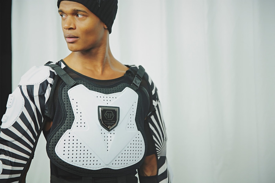 Philipp Plein AW15 Menswear Biker White Gray Stripes Sport 17