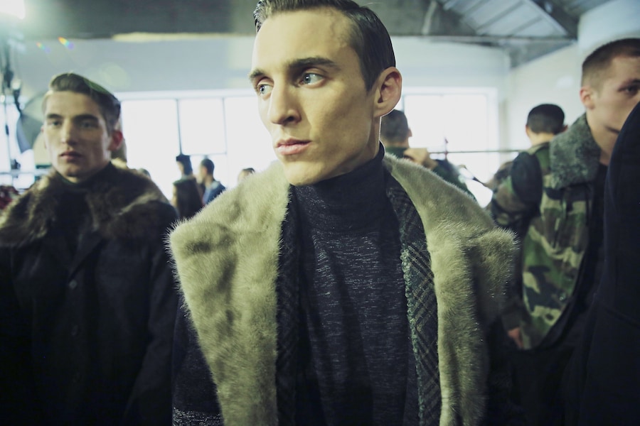 Antonio Marras AW15 polo + fur collar, Mens, Dazed backstage 18