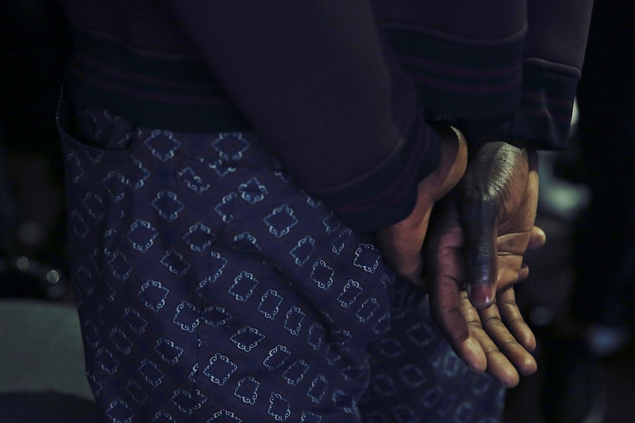 Antonio Marras AW15 print trousers, Mens, Dazed backstage 24