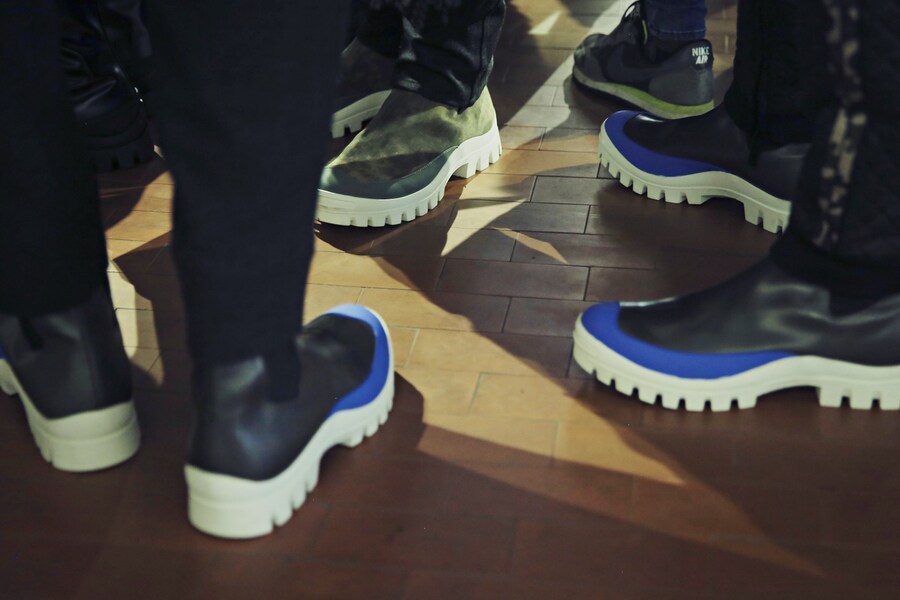 Antonio Marras AW15 blue + black boots, Men, Dazed backstage 27