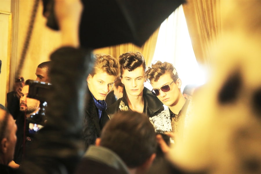 Roberto Cavalli AW15 quiff models backstage sunglasses 7