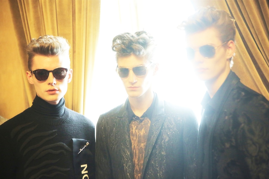 Roberto Cavalli AW15 turtleneck suit jacket sunglasses quiff 10