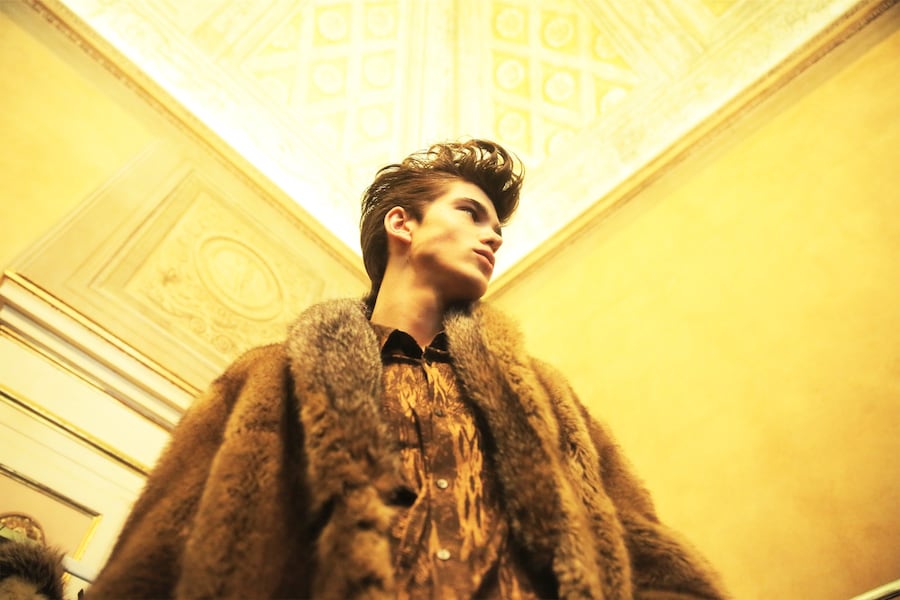 Roberto Cavalli AW15 quiff fur coat turtleneck 12